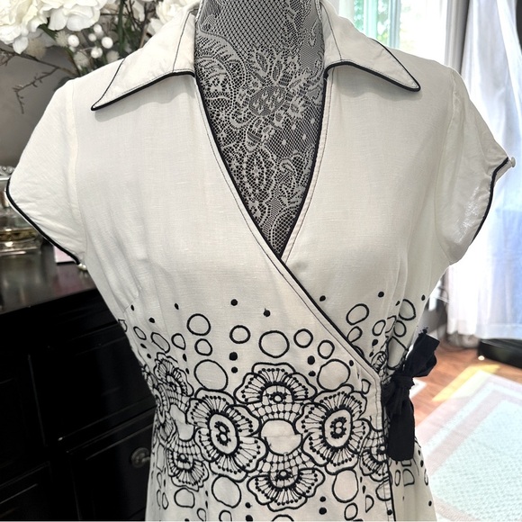 PS…Style Navy Embroidered Retro Wrap Dress – Size 14 - Picture 5 of 16